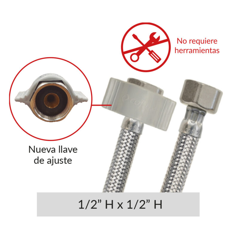 ACOPLE FLEXIBLE PARA LAVAMANOS Y LAVAPLATOS EN VINILO 1/2” H X 1/2” H 40 CM
